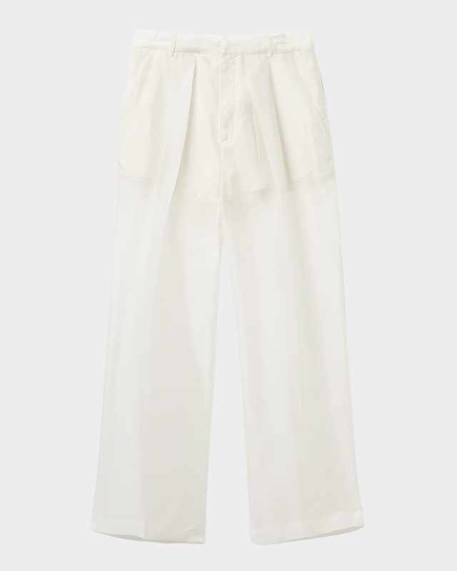 Ecole Organic Silk Straight-Leg Crop Trousers